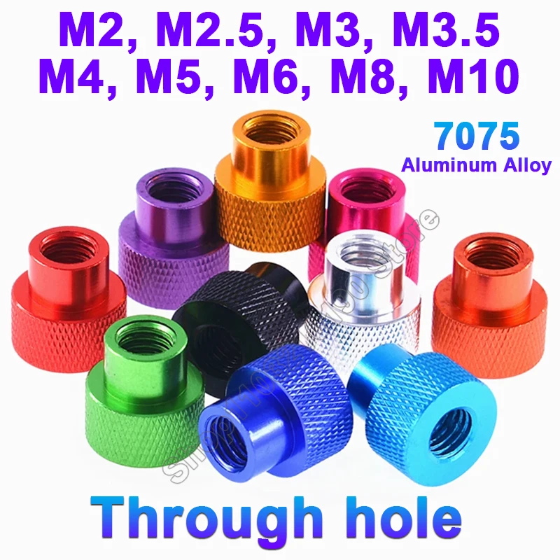 

1Pc M2 M2.5 M3 M3.5 M4 M5 M6 M8 M10 Through Hole Colourful Aluminium Alloy Hand Tighten Knurled Thumb Nut for FPV RC Car Parts