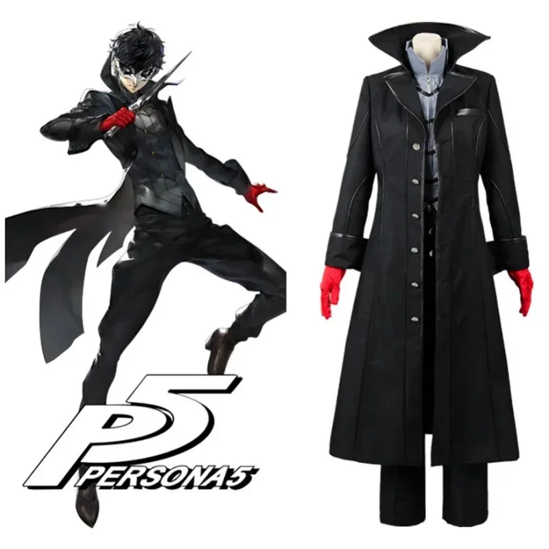 Disfraz de héroe de personaje principal de Anime 5 Joker con guantes rojos, traje de fantasía de Halloween