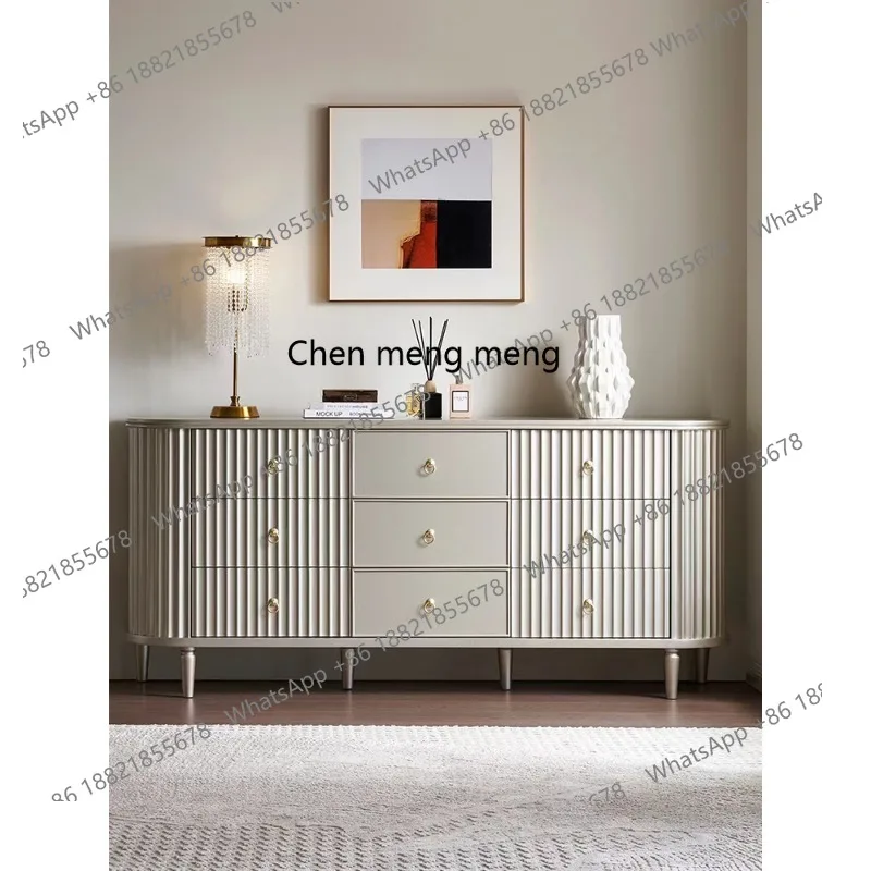 

American light luxury entrance living room dining side cabinet solid wood decorative locker storage cabinet