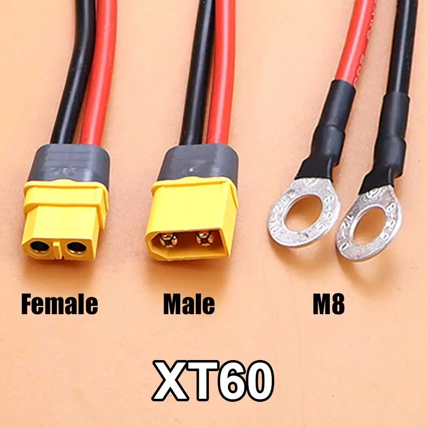 XT60 Female Male Plug To M8 Terminals Connector Cable Adapter 12AWG 50cm For Car And Ship Battery Solar Panel Connection Cable