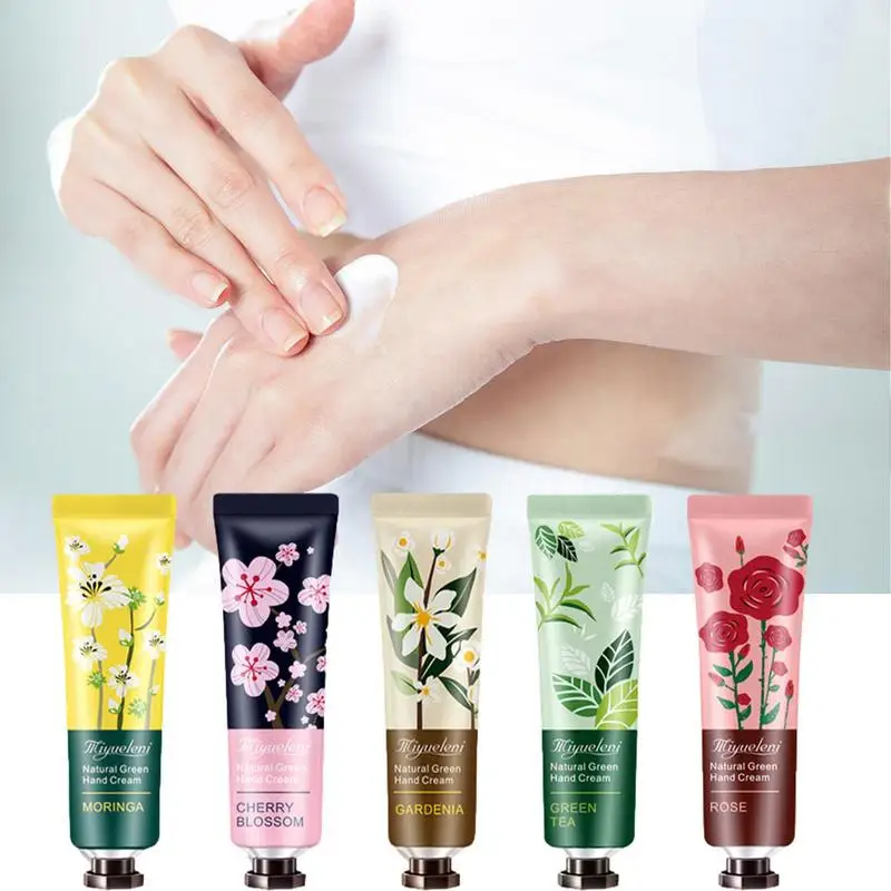 5pcs Plant Fragrance Hand Cream Floral And Fruity Hydrating Floral Moisturizing Shea Butter Autumn And Winter Set Hand Lotion