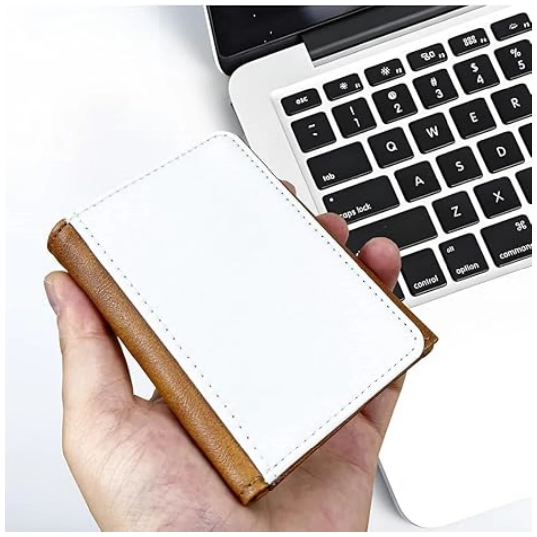 Paquete de 10 billeteras en blanco para sublimación para hombre, billetera triple de cuero PU fina y elegante con ventana de identificación, billeteras para impresión por transferencia de calor Diy