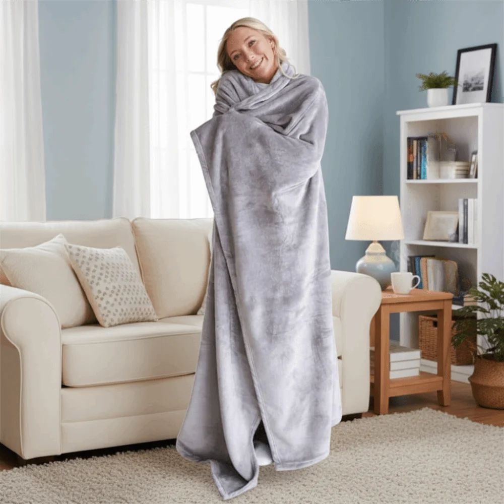 

Cloak Flannel Winter Wearable Blanket Thickened Warm Sofa Throw Blanket Soft Cape Winter