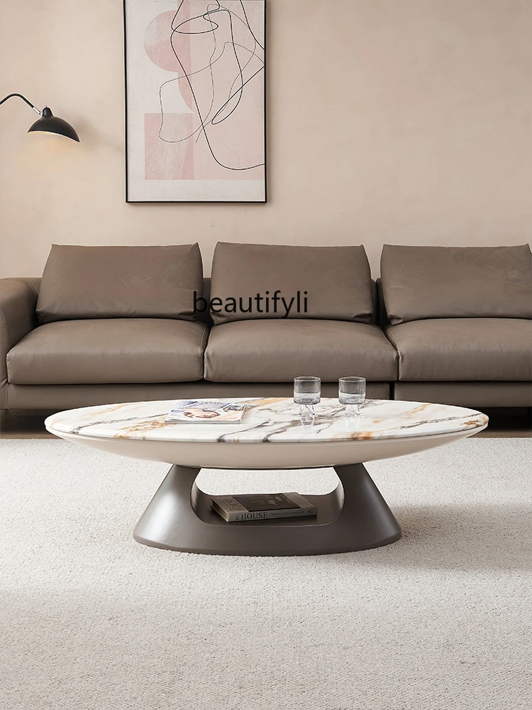 Cream Style Tea Table Combination Modern Simple Home Living Room Oval Tea Table