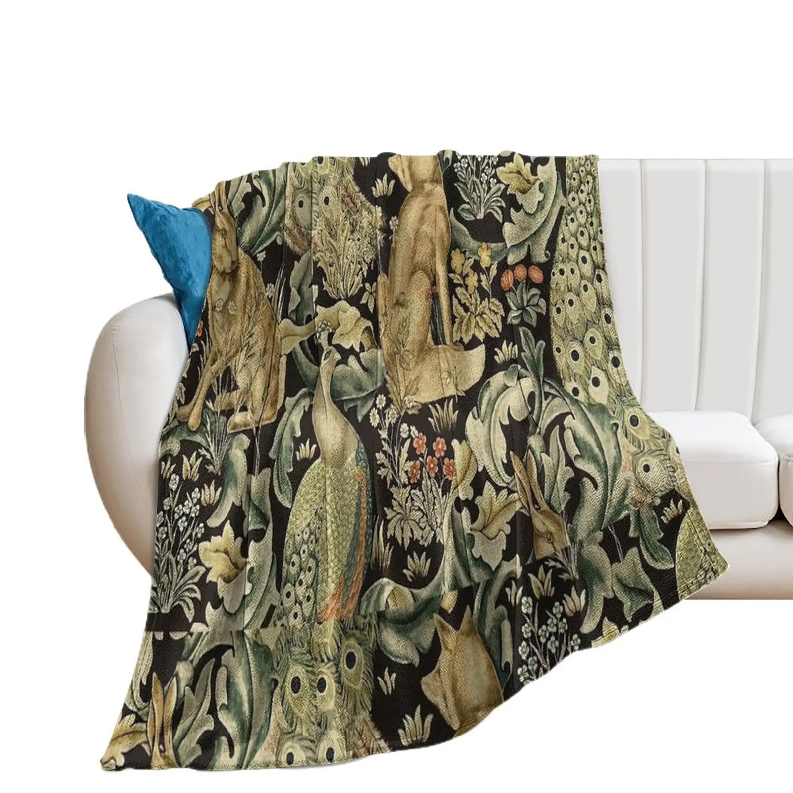 

William Morris forest fabric Throw Blanket Loose Luxury Designer Blankets