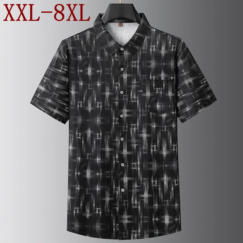 

8XL 7XL 6XL 2026 New Summer High End Luxury Shirts For Man Clothing Fashion Printed Mens Shirt Casual Loose Chemise Hommes