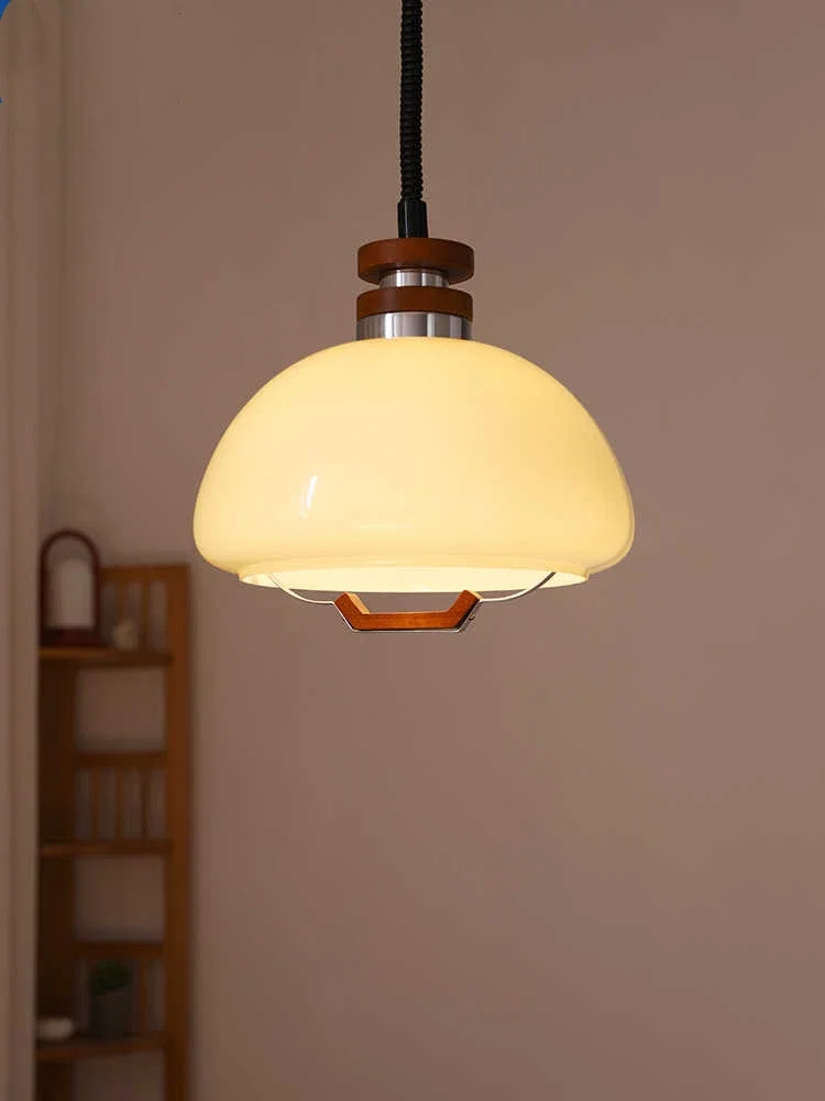 French Cream Pendant Lamp Glass Simple Hanging Chandelier Light Fixture for Bedroom Dining Room Bar Restaurant