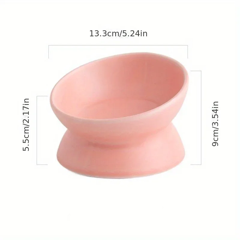 Ceramic Raised Cat Bowl Set - Stress-Free Elevated Pet Feeding Tray for Cats and Small Dogs Dishwasher Safe