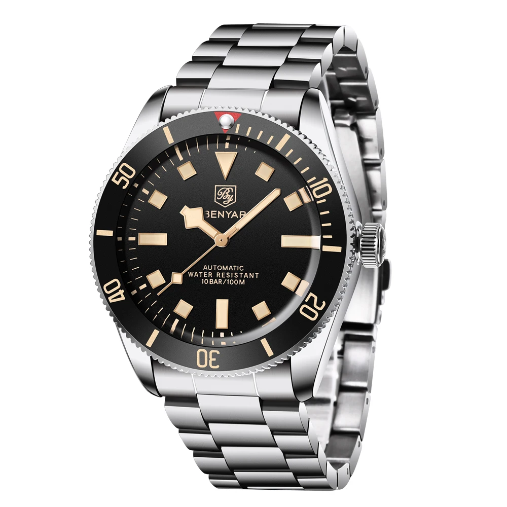 

Новинка 2022, мужские роскошные автоматические часы BENYAR, механические деловые водонепроницаемые наручные часы для мужчин, спортивные светящиеся мужские часы-браслет