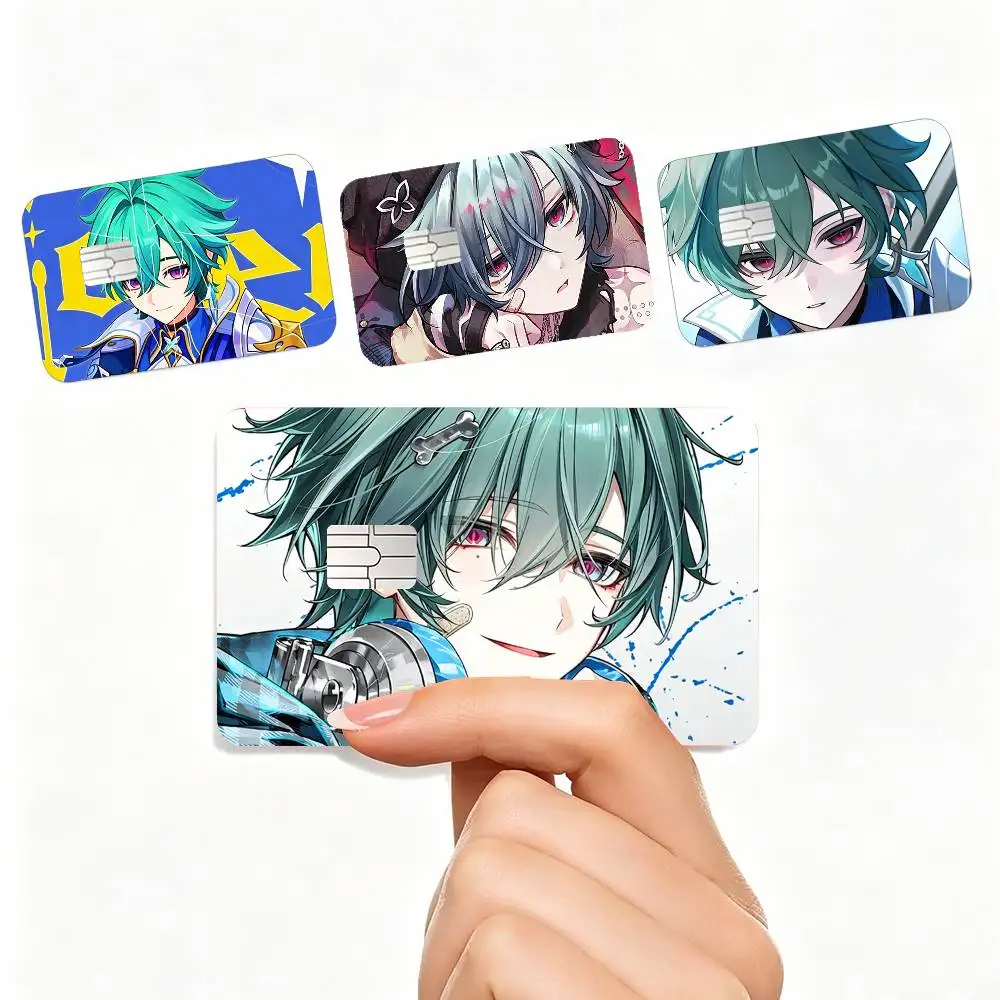 Genshin Impact Cryo L-Lohen Polearm   4pcs 1Set Card Stickers Small Waterproof Chip 4PCS Card Sticker Anti-Scratch