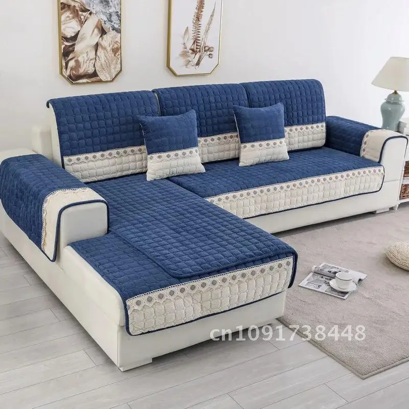 Corduroy Sofa Cushion Antiskid and Dust-proof Furniture Protective Cover Lace Design Super Soft Slipcover Home Decor