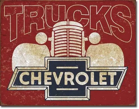 The Finest Website Inc. New Chevy Trucks  (D2197) Vintage Antique Appearance Advertising Tin Sign