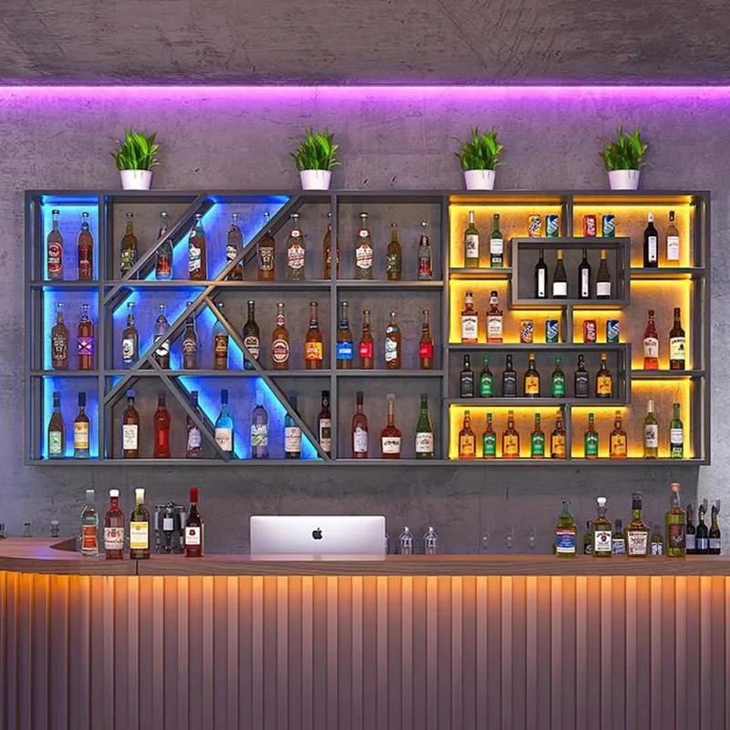 

Unique Corner Bar Cabinet Liquor Restaurant Metal Hanging Wine Cabinets Buffet Wall Mounted Mueble Para Vino Kitchen Furniture