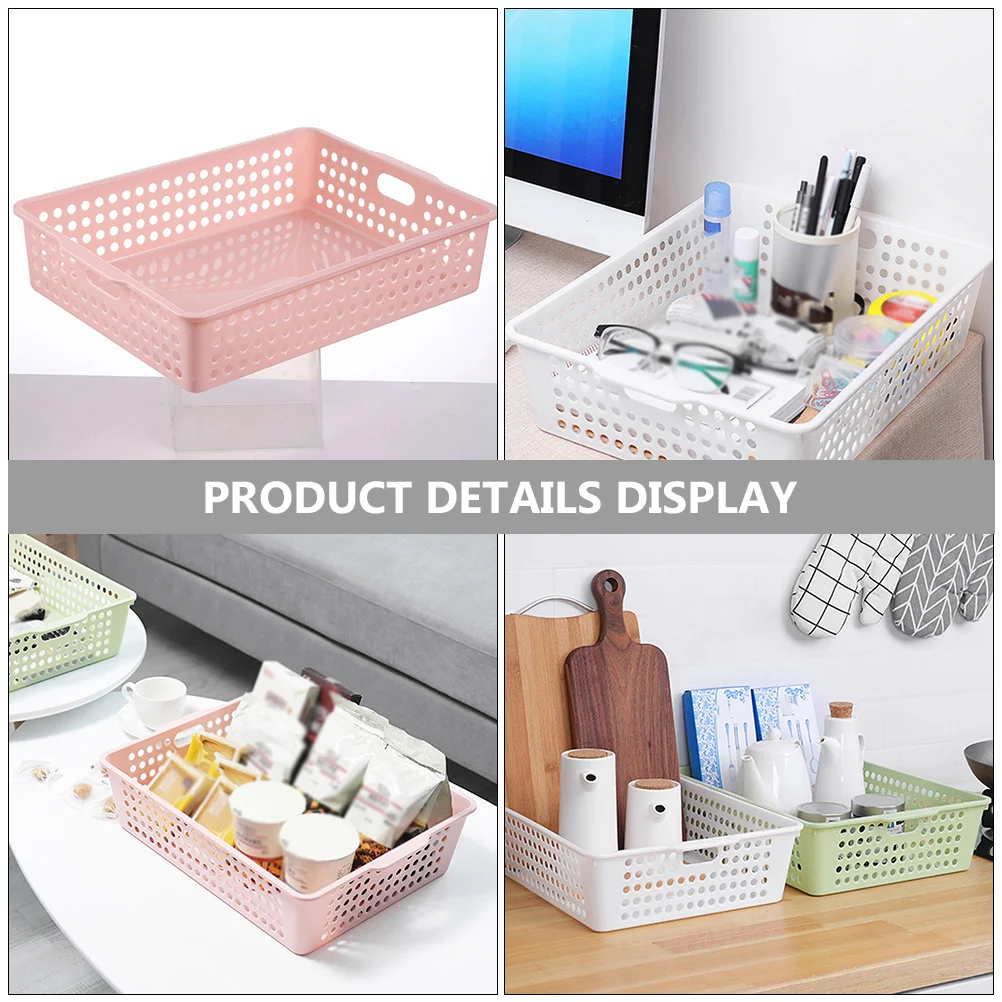 

4Pcs Creative File Organizer Basket Plastic Storage Tray for Classroom Home Office Decorative Desktop Holder Large Capacity