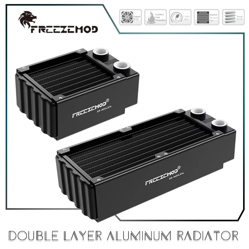 Freezemod 80/160 Small Radiator Row Aluminum Dual Layers, 47mm Thickness used 8cm Fan For Medical/Printing /Laser Water Cooling