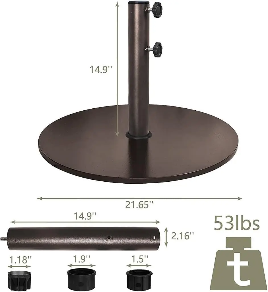 Heavy Duty Round Patio Umbrella Base Steel Plate Umbrella Stand Holder Weight Sandbag Set For Outdoor Market Sunshade Garden Yard Patio Table Bronze view 3
