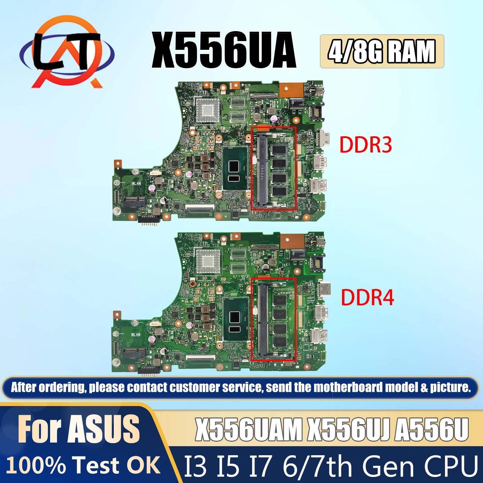 

X556UA Mainboard For ASUS X556UAM X556UJ A556U X556U X556UF X556UV X556UAK Laptop Motherboard I3 I5 I7 CPU DDR3/DDR4 4GB/8GB