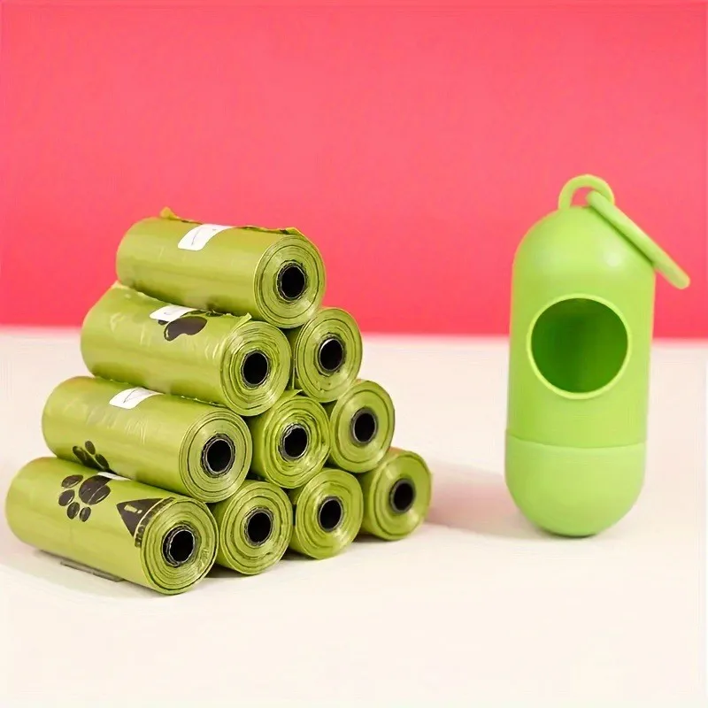 أكياس نفايات الحيوانات الأليفة القابلة للتحلل - أكياس أنبوب سميكة للغاية للكلاب والقطط، لفة محمولة مع موزع، صديقة للبيئة والليا