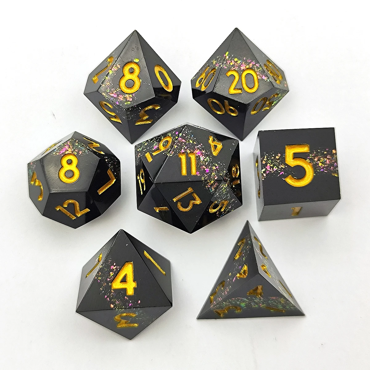 

Sharp-cornered resin dice 7-piece set polyhedral mathematics teaching Cthulhu running group board game game role-playing D20 D6