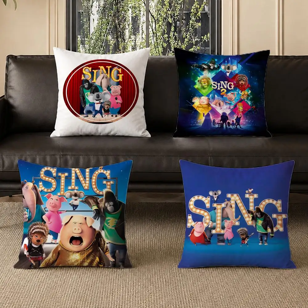 movie Sing Cushion Cover Washable Soft Thick Cushion Cover Decorative Pillowcase for Sofa Living Room Home