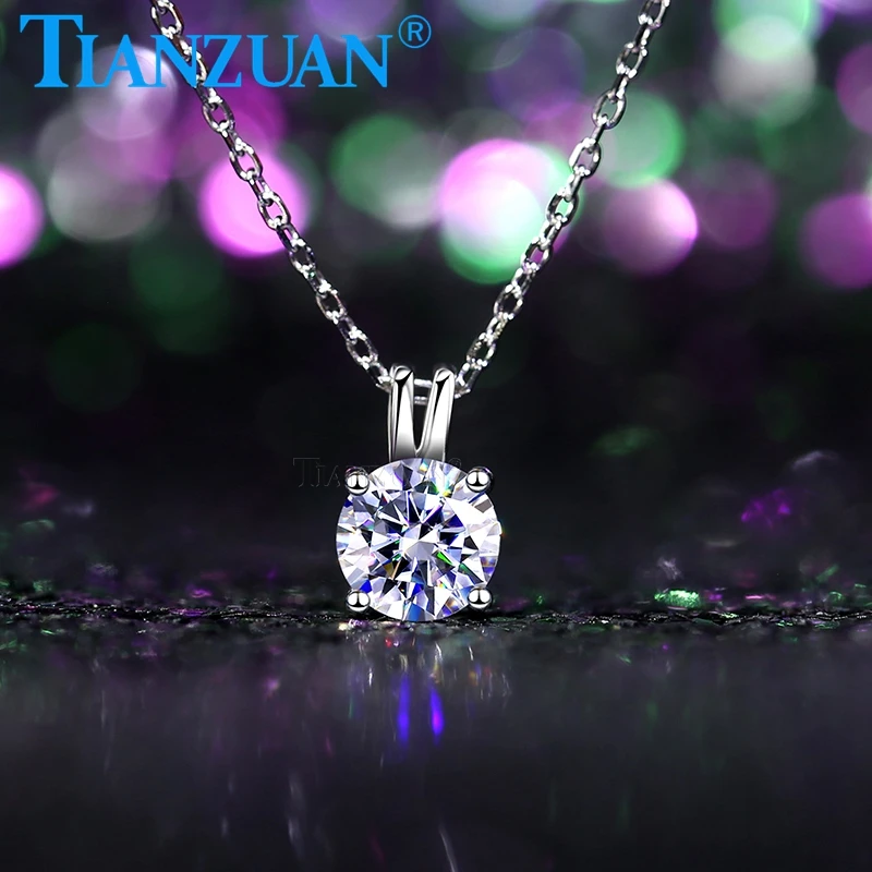 

TIANZUAN RS-004 Подвеска из муассанита D Цвет VVS1 1 карат Ожерелье из муассанита Стерлингового серебра 925 пробы Ювелирные изделия для женщин Подарки на вечеринку