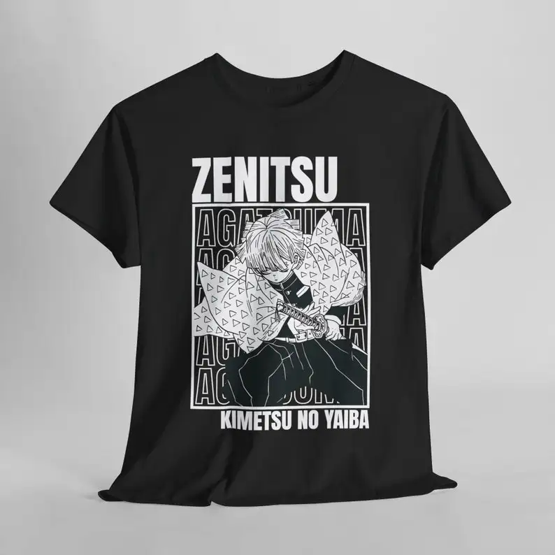 Zenitsu Agatsuma Kimetsu no Yaiba Demon Slayer T-Shirt Anime Graphic Tee Vintage Streetwear Unique Design Perfect for Gamers