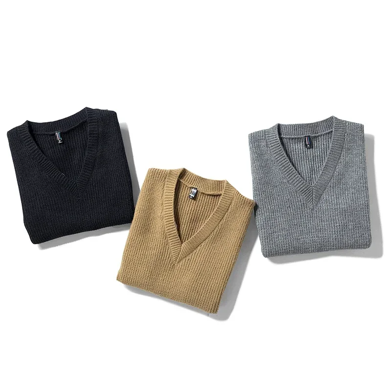 

New Men's Sleeveless Knit Vest V-neck Autumn Winter Sweater Vest Men Comfortable Soft Casual Knit Vest Autumn and Winter