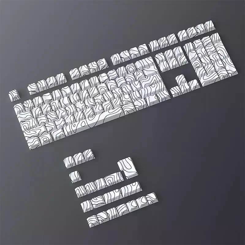 Topographic Keycaps Contour Lines Shine Through PBT Cherry Profile Side Print Backlit For MX Gamer Mechanical Keyboard view 2