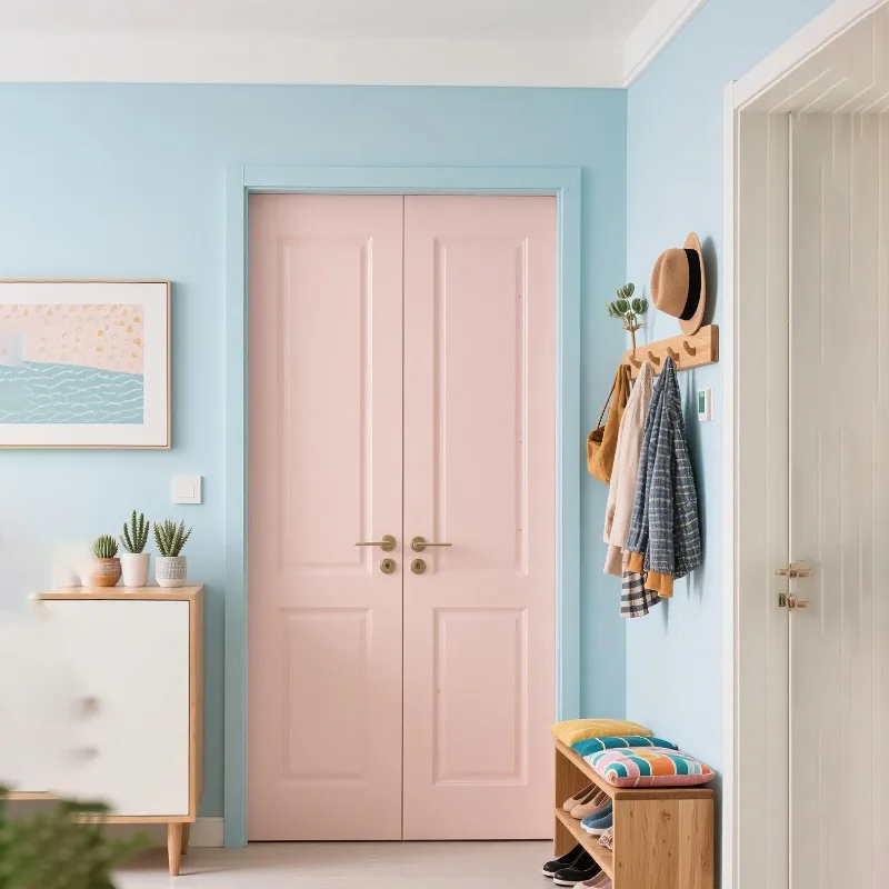 French retro solid wood door, bedroom, room contrasting color double color, flat door, bathroom, kitchen, toilet, bathroom