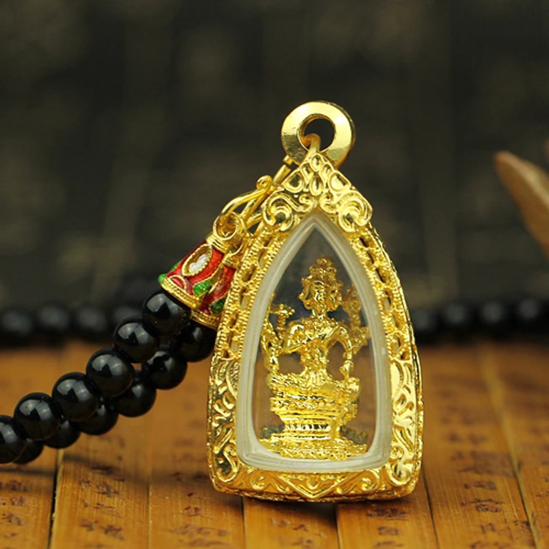 Asia Thailand four faced Buddha figure bring fortune GOOD LUCK healthy safe Effective card Pendant Amulet