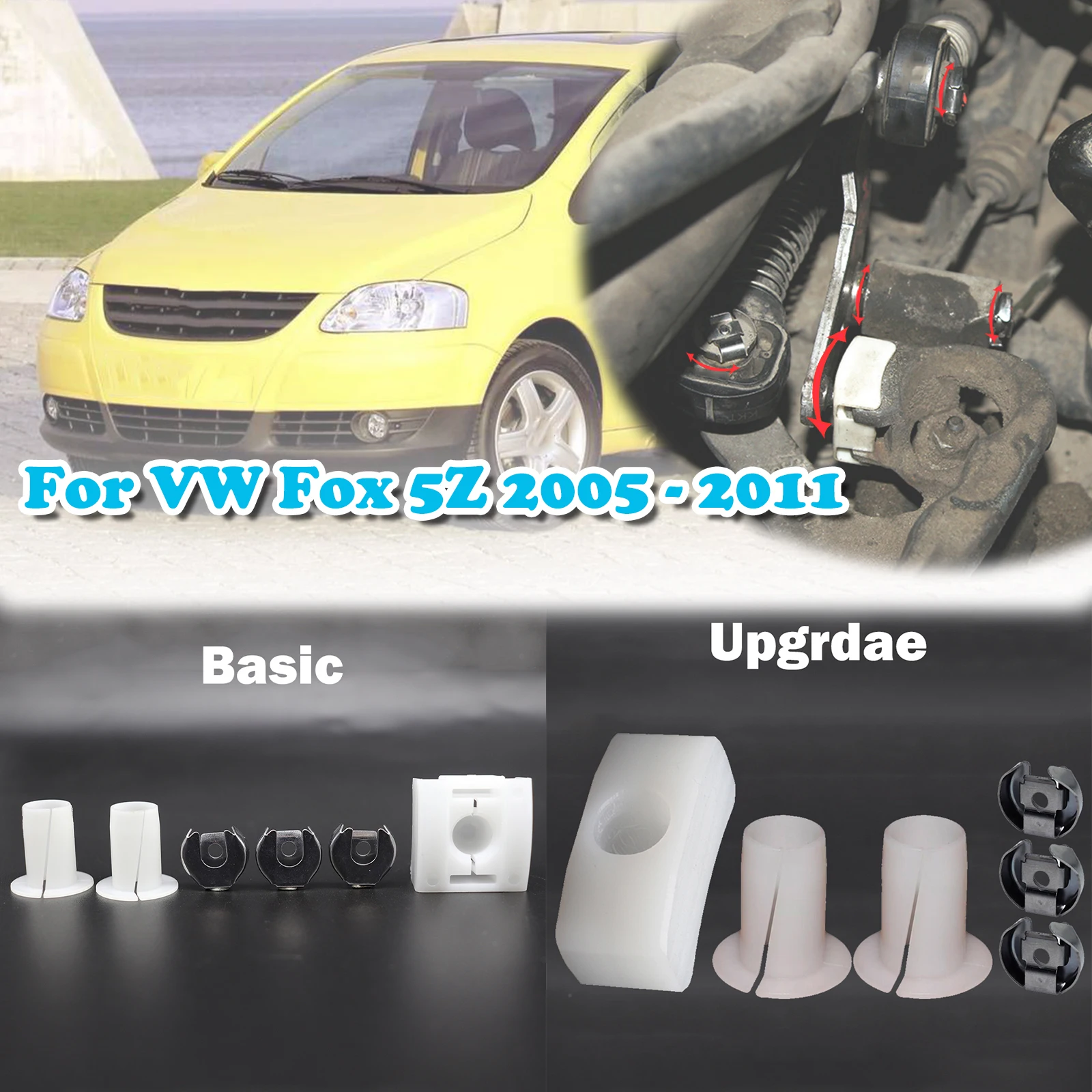 

For VW Fox 5Z Gear Selector Wiring Washer Shift Relay Lever Slide Shoe Bushing Bearing Kit N90815903 2005 2006 2007 2008 - 2011