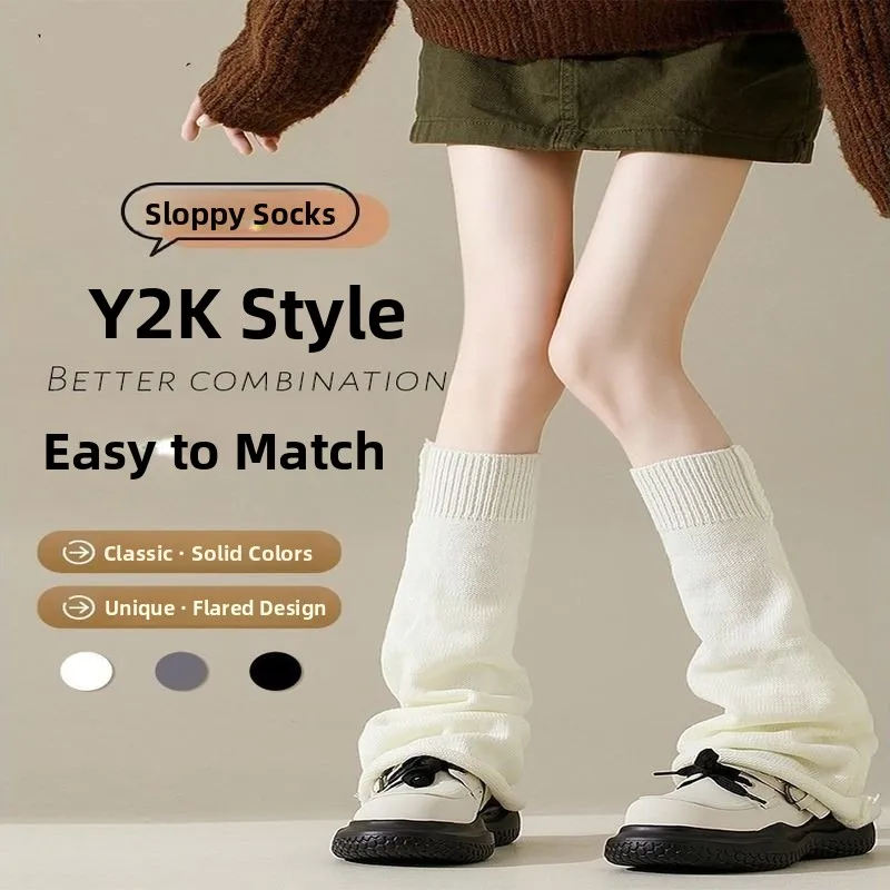

Warm Knitted Bell Bot Tights Women's Autumn Winter Faion Y2K Spicy Girl Subculture Stoing Sos Fly Blue Valley
