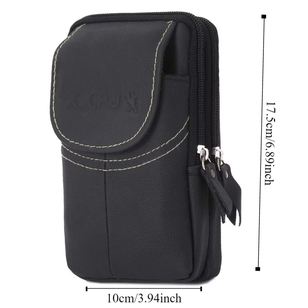 جلد البقر الرياضة في الهواء الطلق الخصر حقيبة عمودي بلون الهاتف المحمول الحقيبة مقاوم للماء متعدد الطبقات حزام الهاتف شنقا الحقيبة