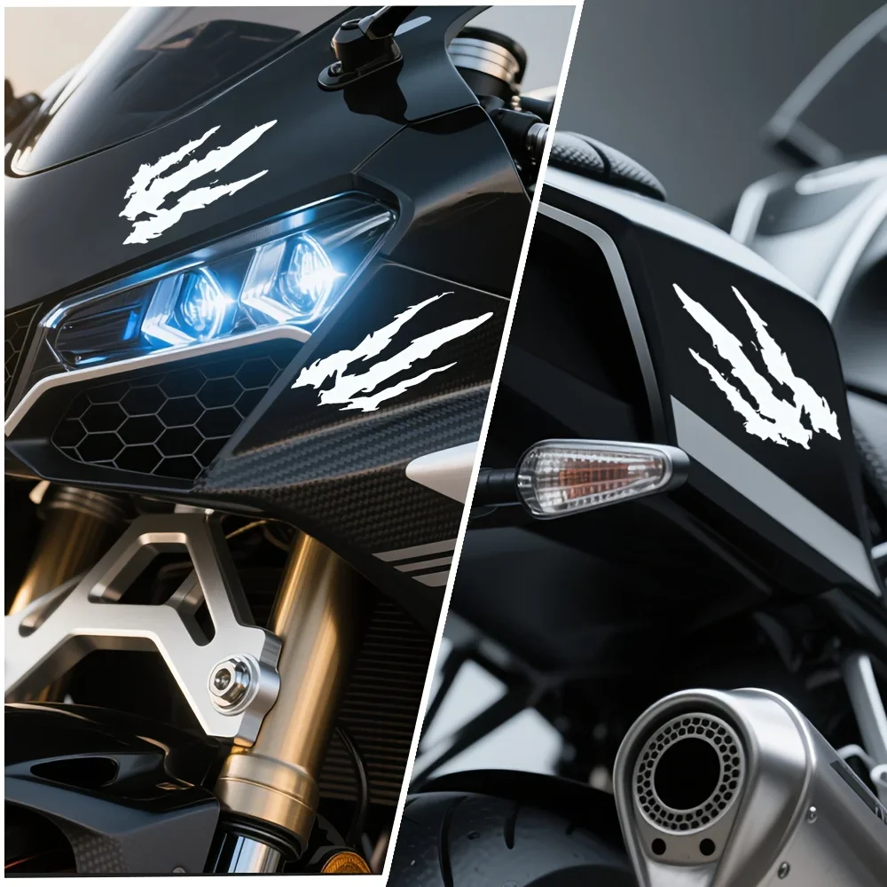 قطعتان من ملصقات الدراجات النارية المتوهجة في الظلام - مقاومة للماء لخزان وقود الدراجة النارية، خوذة - ديكور آمن لراكبي الدراجات النارية