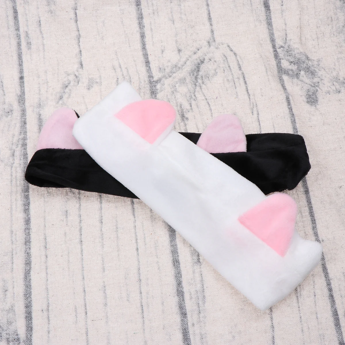 

2Pcs Cat Ears Makeup Hairband Elastic Comfortable Headband for Women Girls Lovely Face Washing Hair Decoration Black White