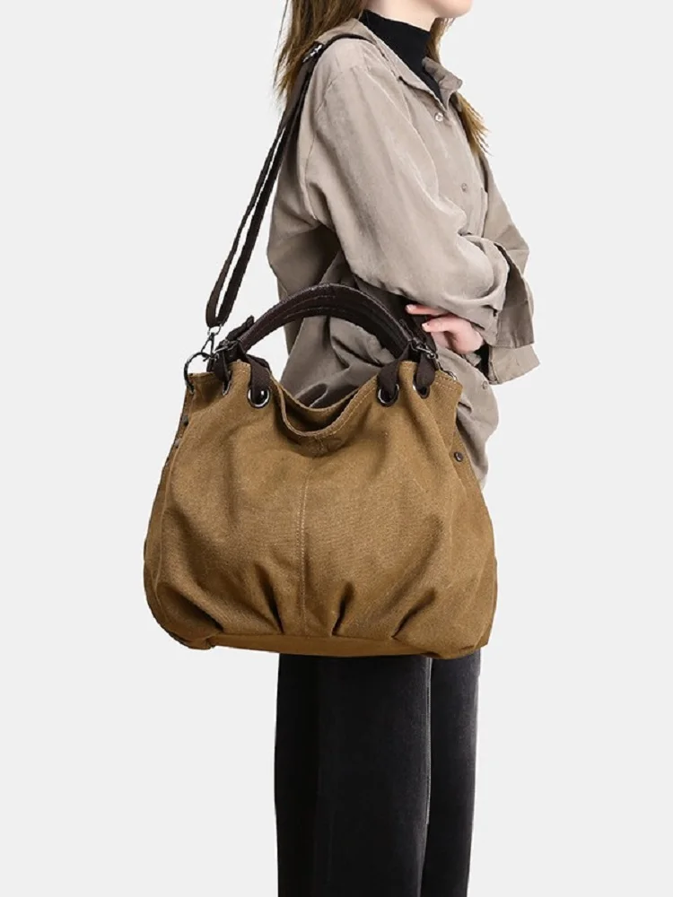 

Japanese-style retro tote bag women's commuting handbag lady large-capacity work canvas bag student polyester shoulder bag