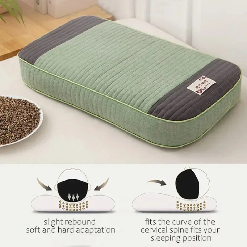 Traditional Buckwheat Standard Size Pillow Organic Cotton with Natural Technology for Cool Sleep Bed Sleep Pillow