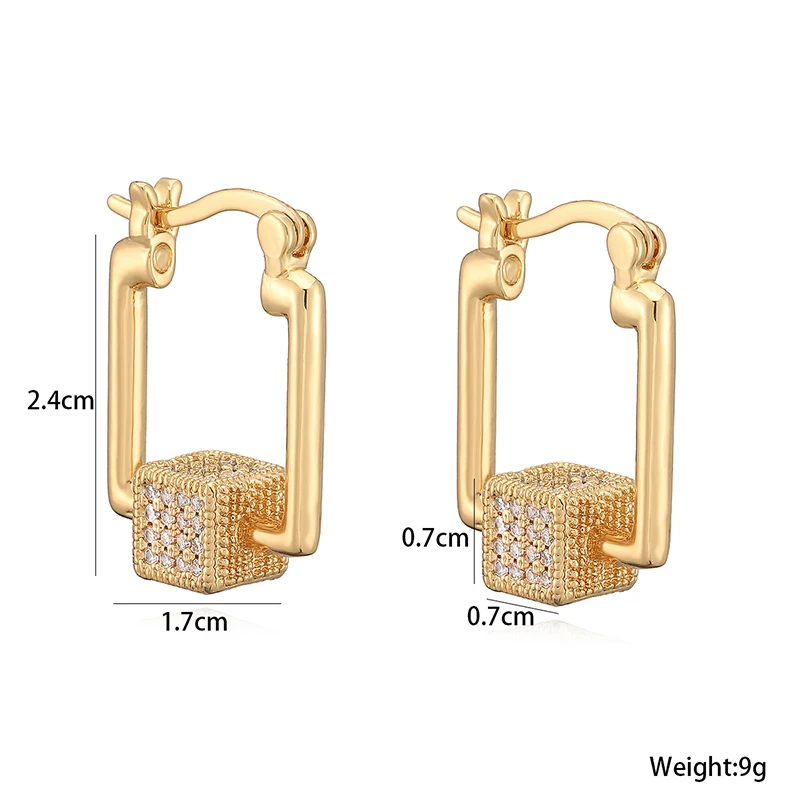 GANPUP Minimalistische Geometrische Quadratische Weiße Zirkon-Creolen für Frauen Koreanische Mode Neuer Schmuck Damengeschenk Party серьги – Detail 1