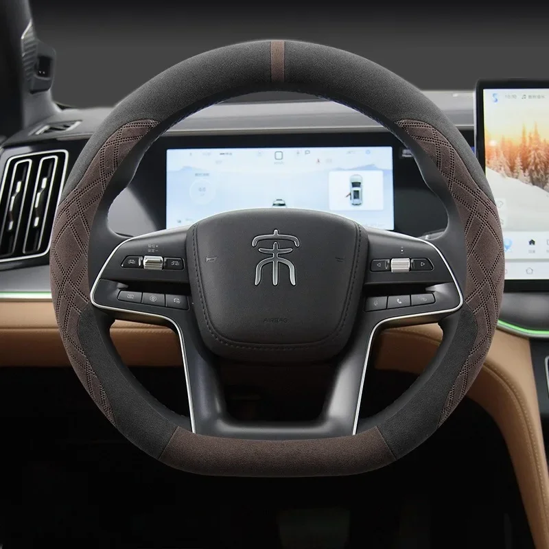 

Suede Steering Wheel Cover for BYD Song L EV/DMi 2025 - Winter Anti-Slip Universal Fit (35cm-38cm) Interior Upgrade