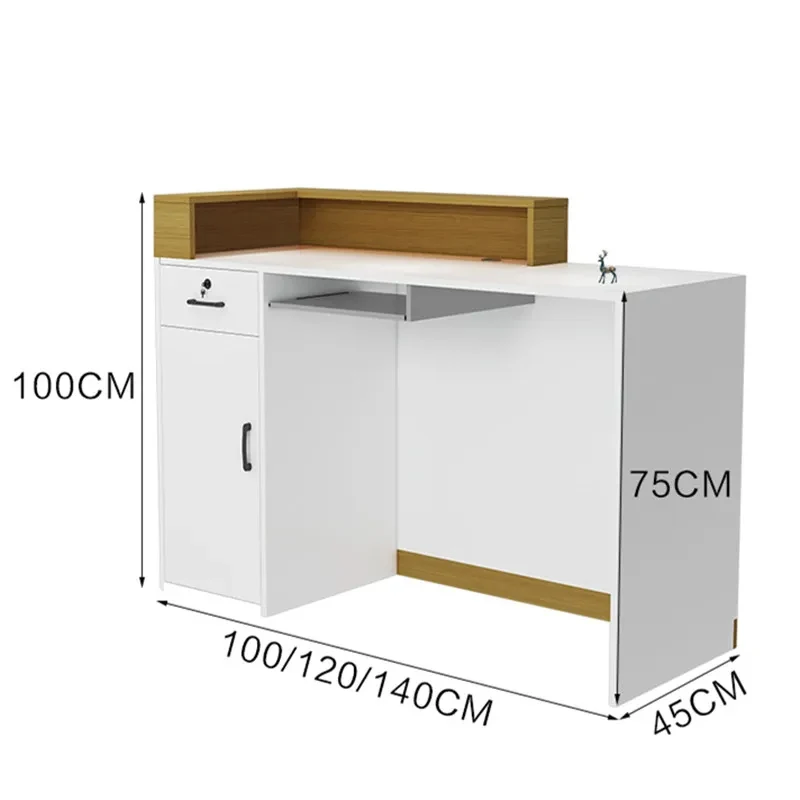 custom.Wooden Hotel Reception Desk Modern Office Front Counter Size 1m Custom Reception Table view 6
