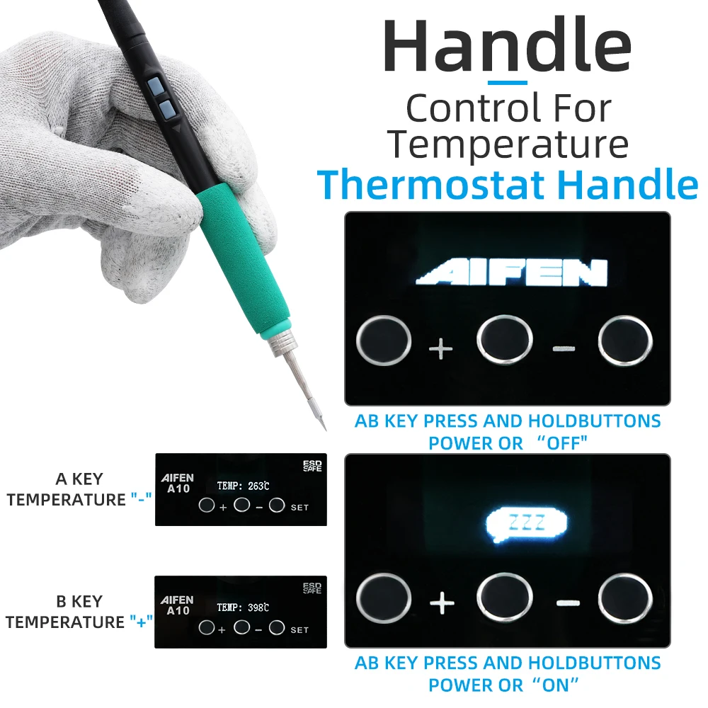 AIFEN-Station de soudage A10, Compatible avec la pointe de fer à souder d\'origine, 210, 245/115 Poignée, Contrôle de la température, Station de