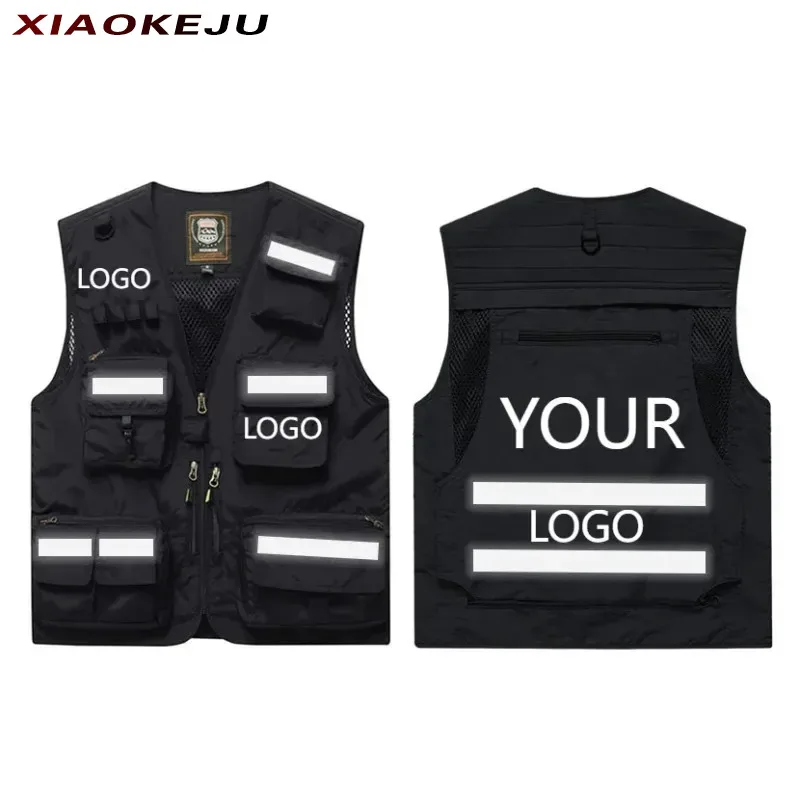 

Multi-pocket Tactical Vest for Men Fishing Logo Custom Reflective Hunting Camping Mantel Sports Sleeveless Jacket Embroidered