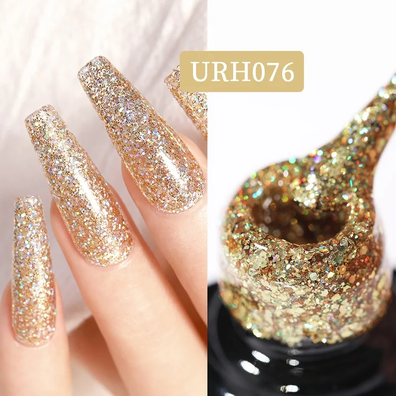 UR SUGAR-esmalte de uñas en Gel con lentejuelas brillantes, Gel de Color semipermanente, Base Vernis, capa superior, manicura artística, Gel UV para remojar, 7ml