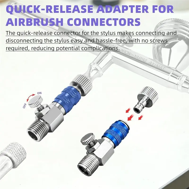 2 Pcs Airbrush Quick Connect, 1/8 In Adjustable Pressure