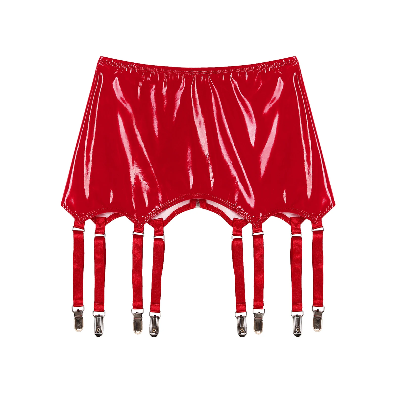 Porte-jarretelles en cuir verni pour femmes avec clips en métal, porte-jarretelles, vêtements de scène, costume de rave, sous-vêtements, lingeries