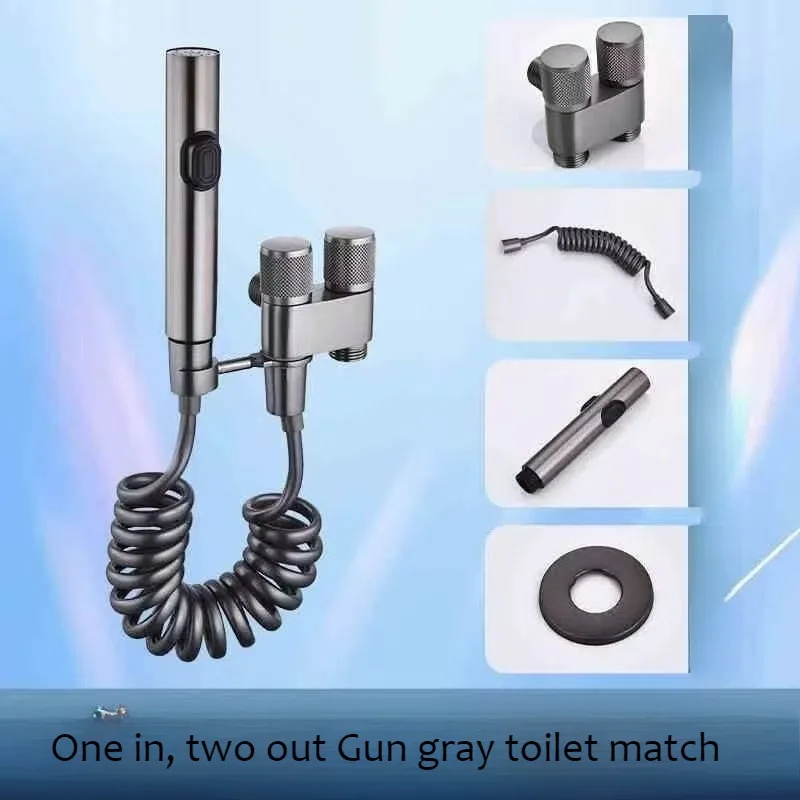 

Пистолет-распылитель для биде 3-в-1 и набор угловых клапанов — очиститель унитаза высокого давления с краном 1 в 2, вся медная конструкция