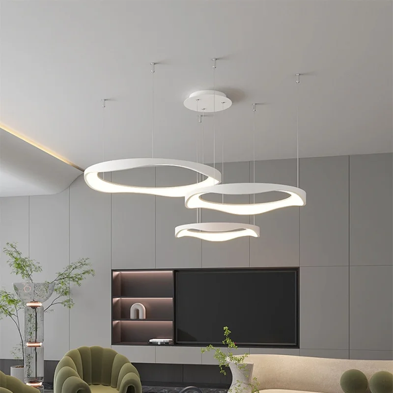 Modern Nordic minimalist wave ring pendant light for restaurant creative living room home study bedroom decoration hanging lamp