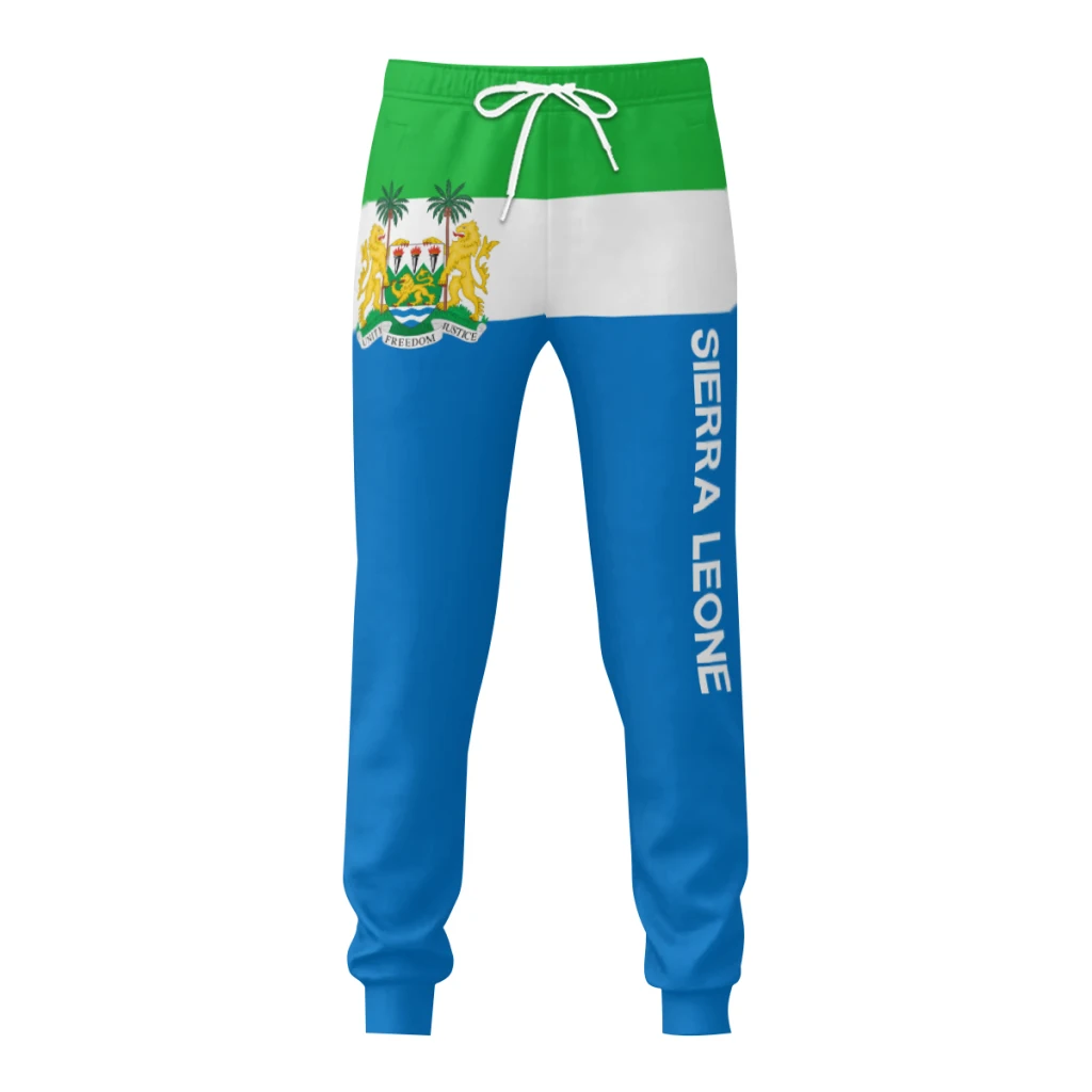 

Mens Sweatpants Sierra Leone Emblem Flag Pants with Pockets Joggers Soccer Football Multifunction Sports Sweat With Drawstring