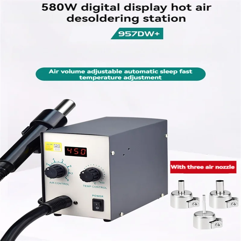 957D+/959D+ High Power Digital Display Intelligent  Hot Air Gun Welding TableTemperature Controlled Hot Air Gun