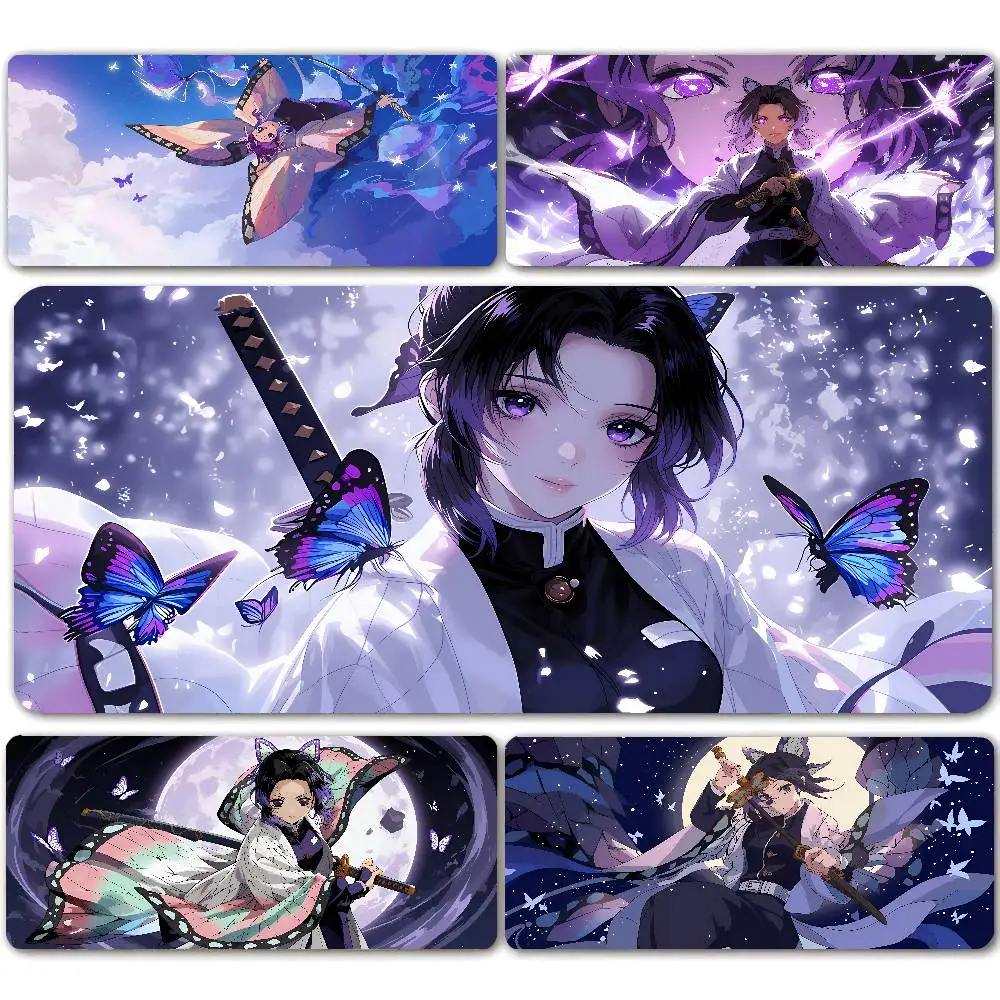 Mouse Pad XXL PC Purple Flower D-demon Slayer Desk Mat New Kochou Shinobu Mousepad Laptop Anime Girl Gamer Cabinet Keyboard Rug